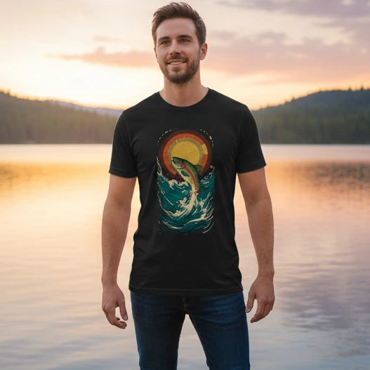 Retro Leaping Fish Graphic T-Shirt